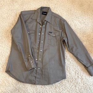 Gray long-sleeve. Perfect for wearing out or working in.